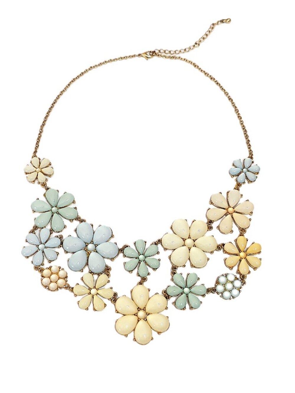 Pastel flower bib statement necklace